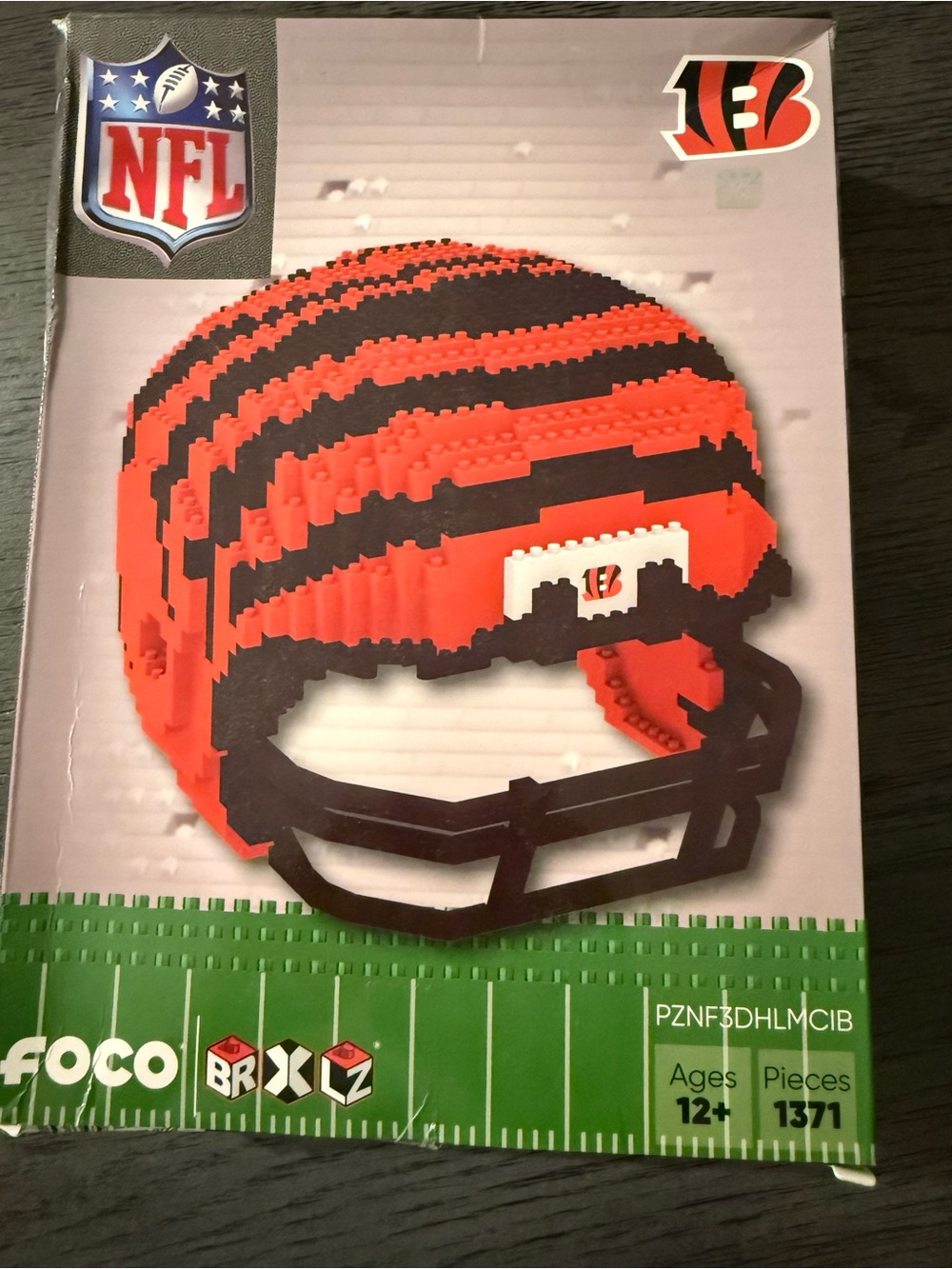 NFL Brick-Style Cincinnati Helmet in Orange and Black